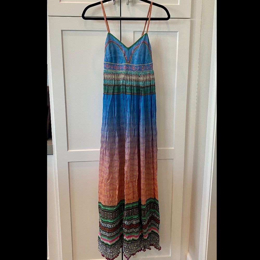 Anthropologie Tanvi Kedia Embroidered Beaded Maxi Dress